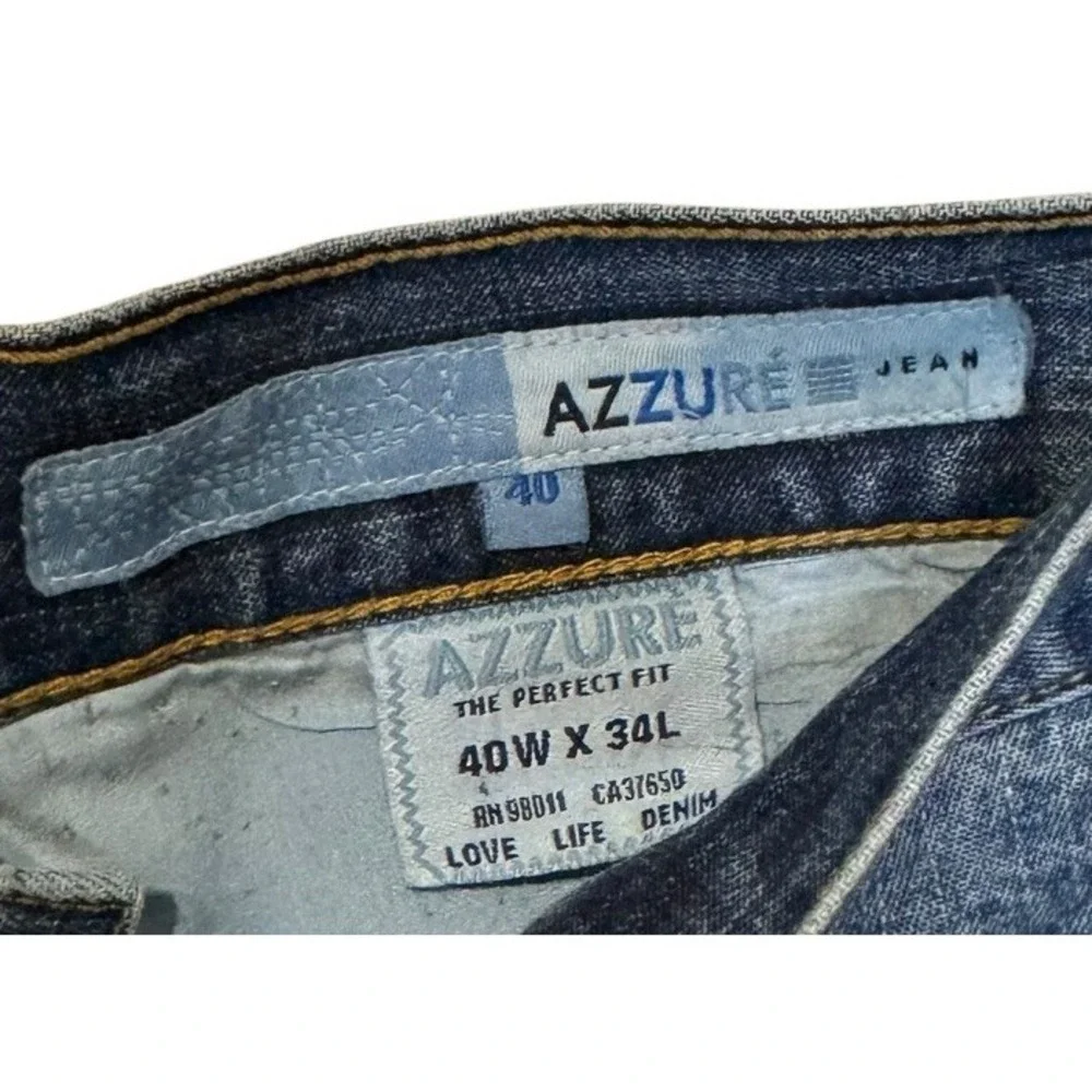 Azzure Men's Jeans Vtg. Y2K Hip Hop Streetwear Baggy Straight Fit Blue Sz. 40X34